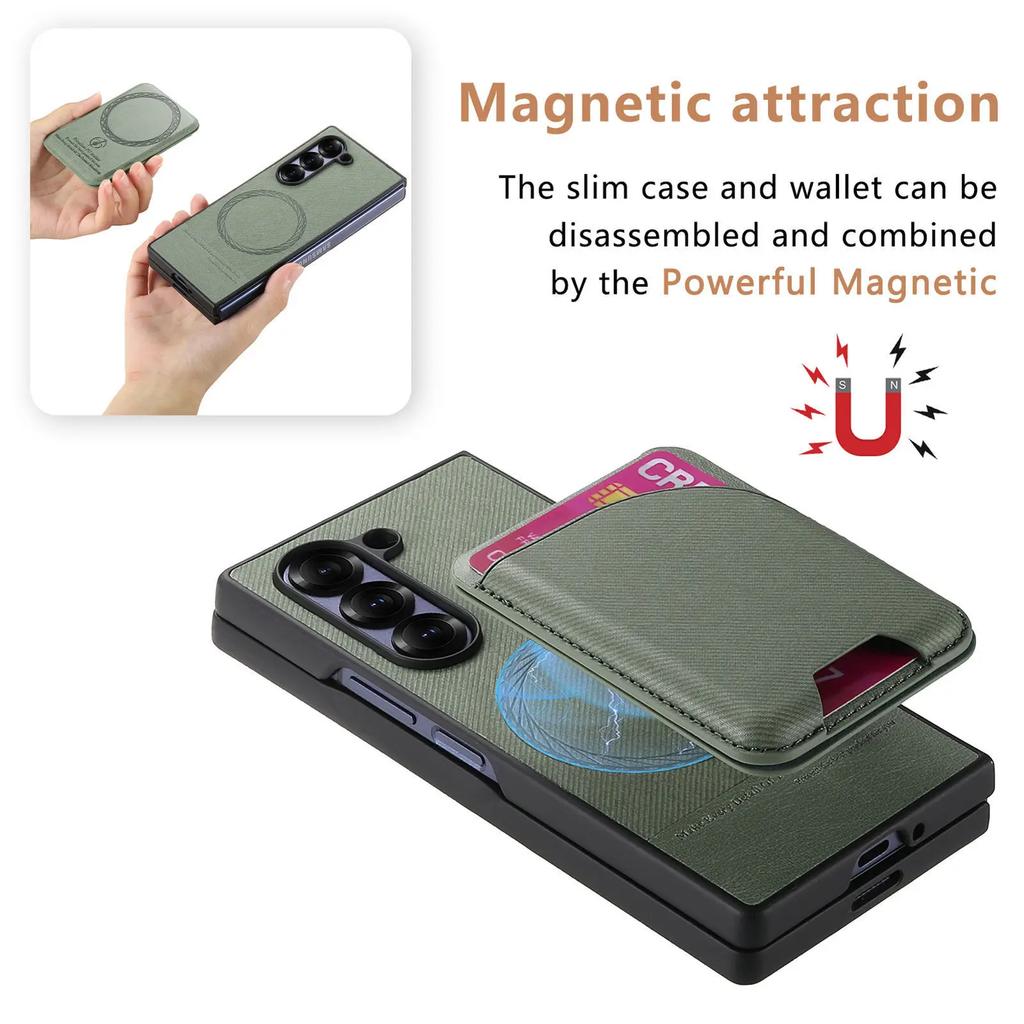 2 In 1 Detachable Magnetic Wallet Case with Card Holder Phone Case for Samsung Galaxy Z Fold 7 6 5 4 3 Fold7 Fold6 Fold5 Fold4