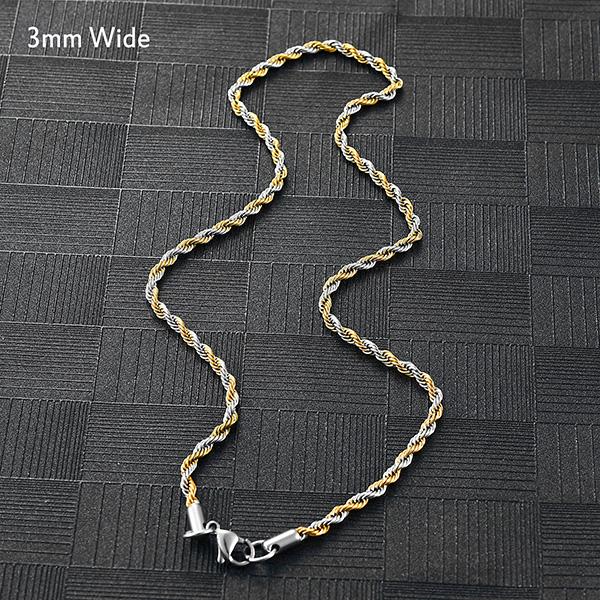 5 Colors Stainless Steel Twist Rope Chain Necklace for Women Men Black/Silver/Gold Color Plated Choker Metal Fashion Jewelry