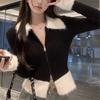 Sweater jacket women's autumn and winter new slim-fitting and thin design sense inside with short knitted cardigan top outside