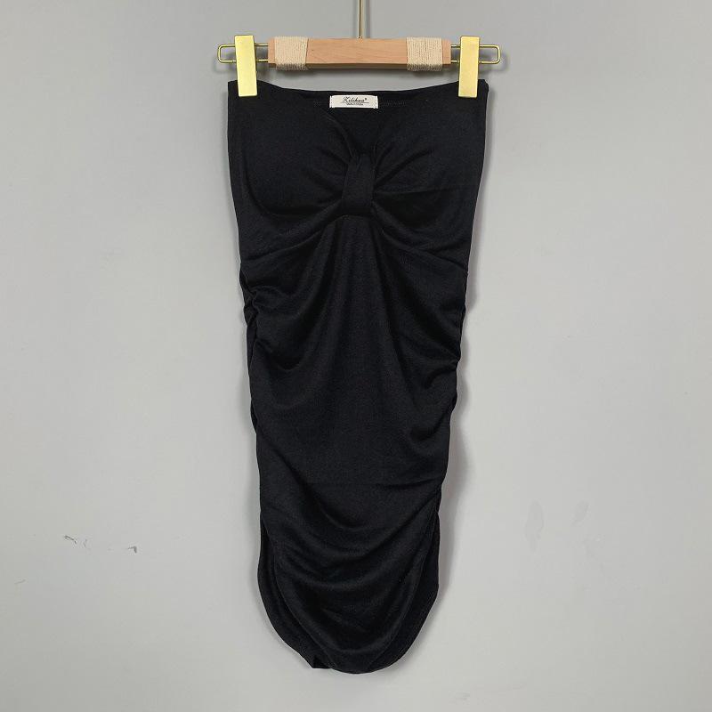 

Korean Slimming Bow-Detail Ruched Bodycon Bandeau Dress for Women One Size