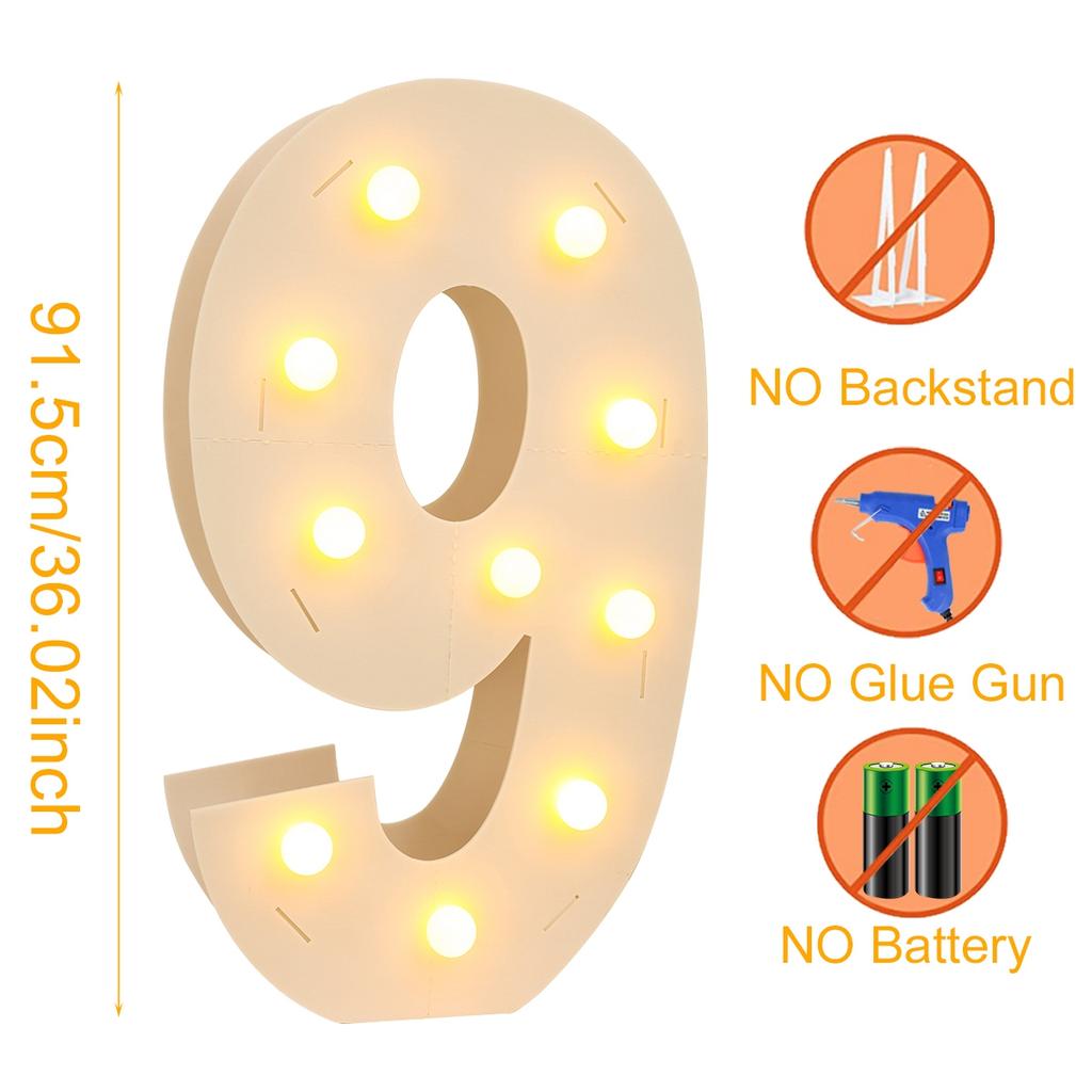 91,5CM Riesige LED-Zahlen-Lichtrahmen 1. Geburtstag Party Dekoration Kinder Hochzeit 30. 50. 60. Geburtstag Partyzubehör Babyparty