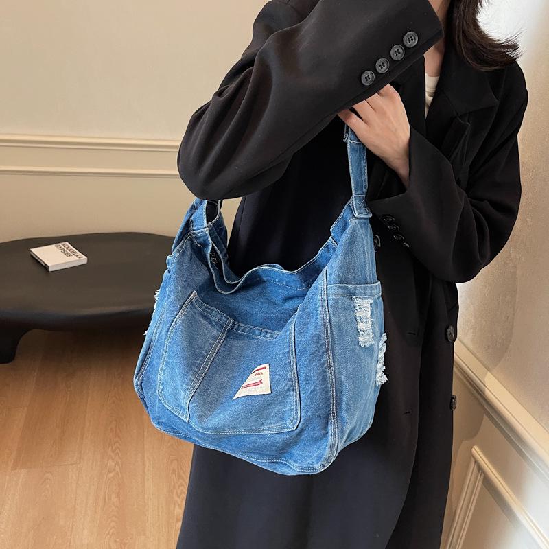 2024 Women's Large Capacity Denim Tote - Casual Shoulder Crossbody Bag for Everyday Use