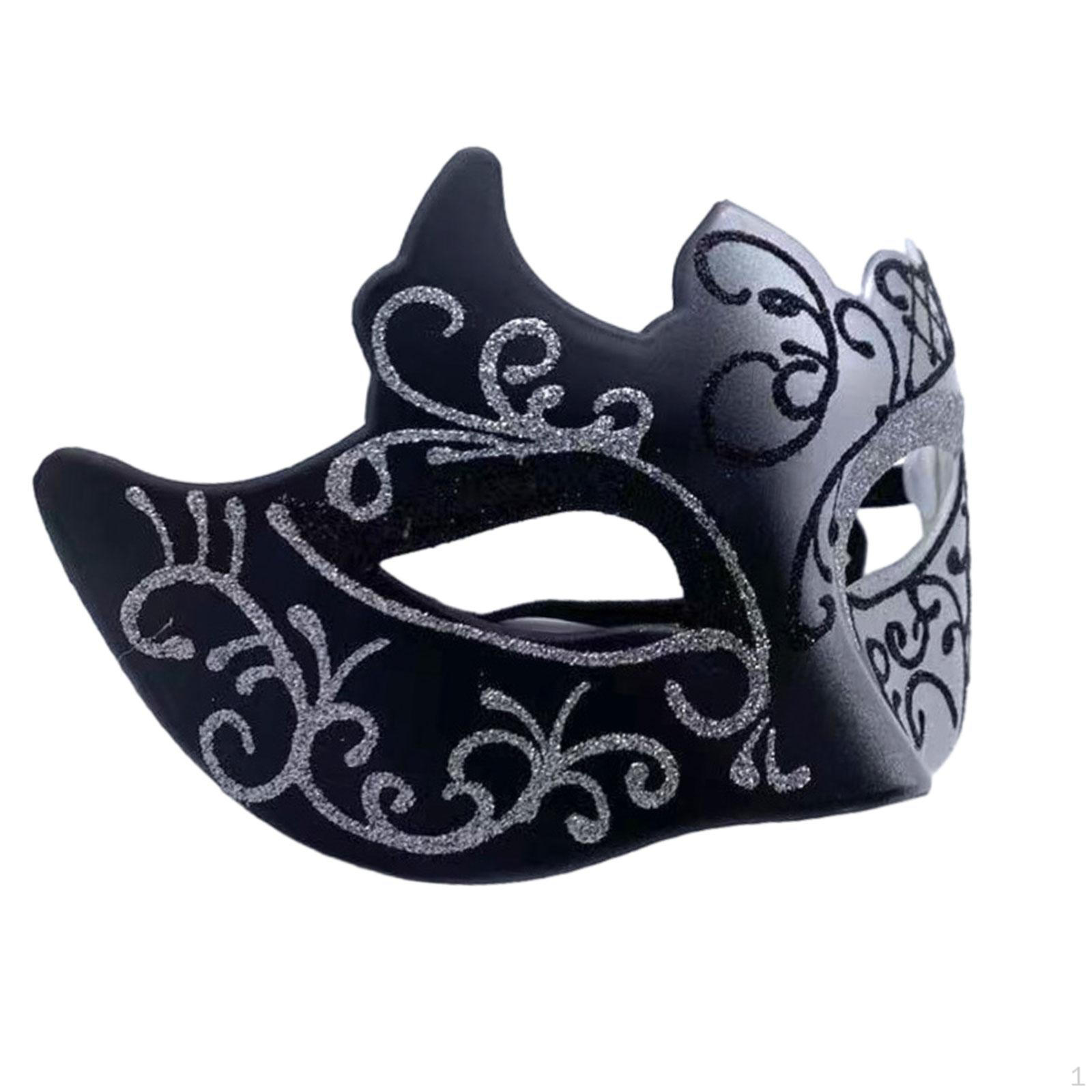 

Half Face Mask Masquerade Cosplay Novelty Comfortable Decorative Props Mardi Gras for Black Silver