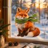 Fox Window Cling Static Cling, Christmas Winter Glass Stickers, PVC Electrostatic Self Adhesive Film Decal for Home Door & Decoration, Removable Wall