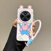 KEYSION Cute Ear Cartoon Case for Redmi 14C with Lanyard Soft Silicone+PC Shockproof Phone Back Cover for Xiaomi POCO C75