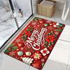 Flannel Merry Christmas Doormat, Absorbent Non-Slip Multi-Design Rug, Machine Washable Christmas Mat for Home Entryway