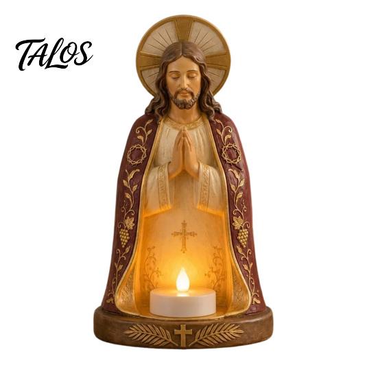 Talos Praying Figure Candlestick Decoration, Religious Candle Holder, Holder Ornaments for Home Office Living Room Table Decor
