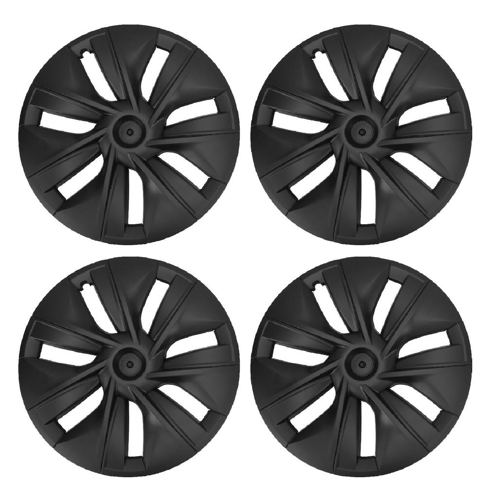 4PCS Wheel Hub Cap Matte Black High Strength Textured Design Replacement for Tesla Model Y 2020‑2023