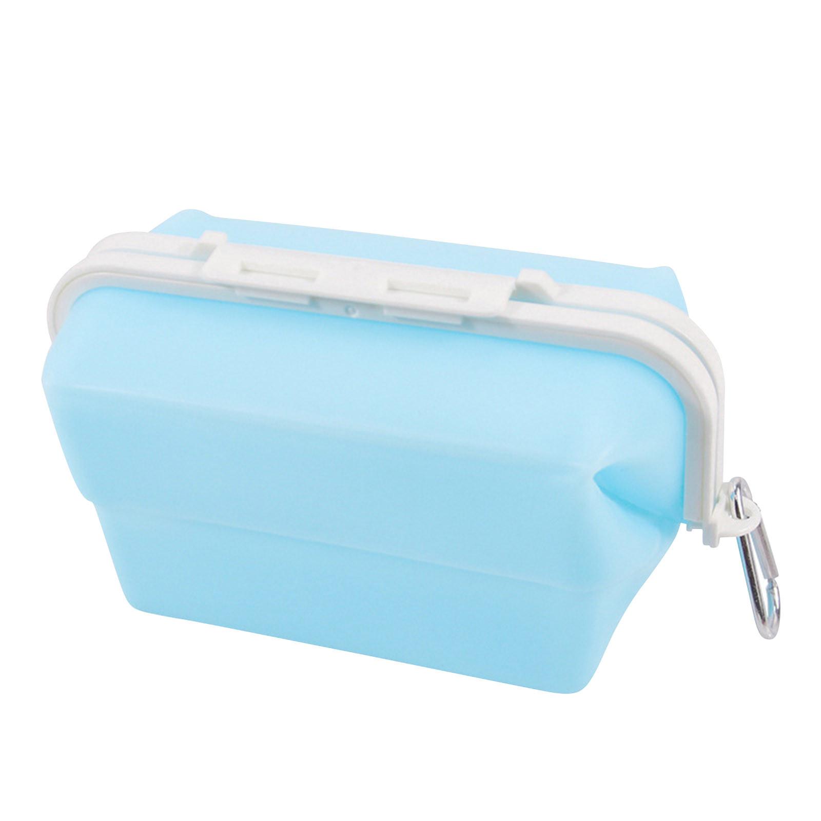 Silicone Lunch Box Food Storage Containers Microwave Reusable Silicone Food Storage Box Folding Storage Boxes One Size синий
