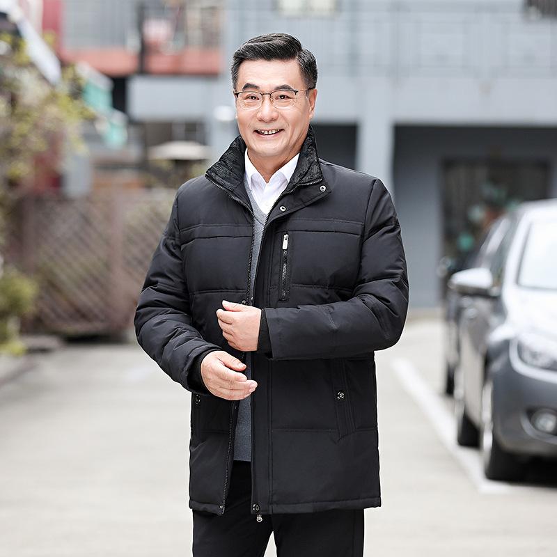 Middle-aged and elderly men's hooded cotton jacket thickened warmth and cold resistance to high-quality fabrics comfortable loose fashion down jacket