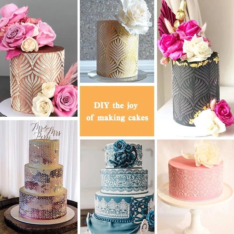 Kek Sprey Şablonu Plastik Dekorasyon Aletleri Hamur Kalıbı Kurabiye Damgası Tatlılar İçin Kabartma Aleti Boyama Çizim Şablonu