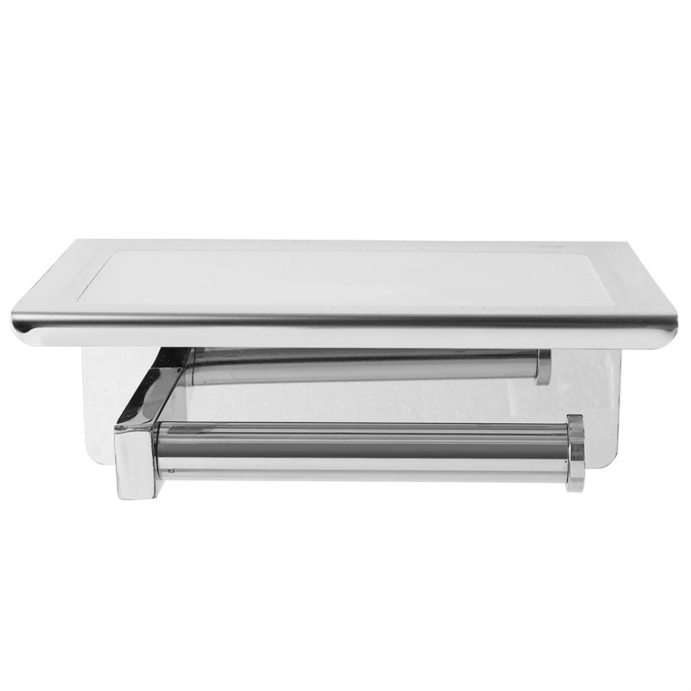 Stainless Steel Bathroom Roll Paper Holder Paper Towel Storage Rack Phone Holder