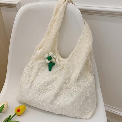 Spitze Blume Großvolumige Ein-Schulter-Tragetasche Pendler Achseltasche