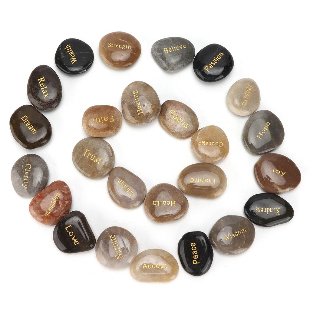 Pebbles Natural Polished Lettering Stones Small Decorative Ornamental River Rocks for Meditation Divination