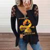 2021 European & American Autumn/Winter V-neck Long-sleeve Loose T-shirt with Hot Drilled Hollow Design