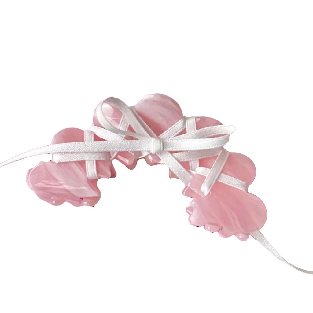 Versatile Acrylic Hair Claw Ballet Style Ribbon Tie Bowknot Acetate Claw Clips Stylish Headwear Hair Accessory for Women
