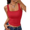 Nuovo Top Corto da Donna Estivo a Scollo Quadrato Monocolore Slim Fit, Top Sexy Senza Maniche Y2K Moda Streetwear