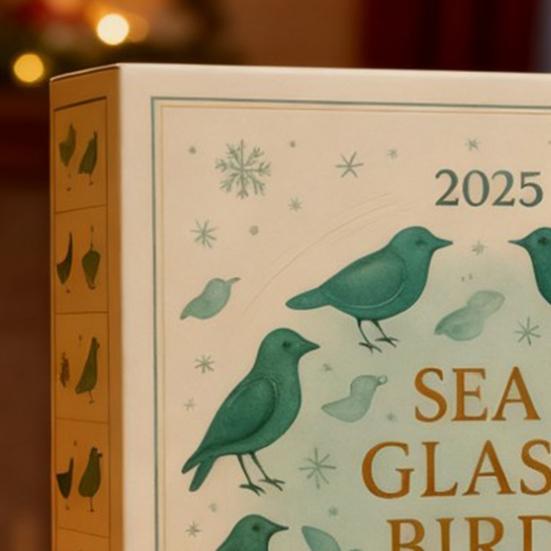 Meeresglas Vogel Adventskalender 2025 24-Tage Weihnachts-Countdown-Box mit Acryl-Vogelornamenten Einzigartiges Weihnachtsgeschenk für Naturliebhaber