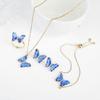 4pcs Creative 21 Colors Crystal Zirconia Butterfly Bracelet Necklace Earrings Ring Jewelry Set Luxury For Woman Party Jewelry