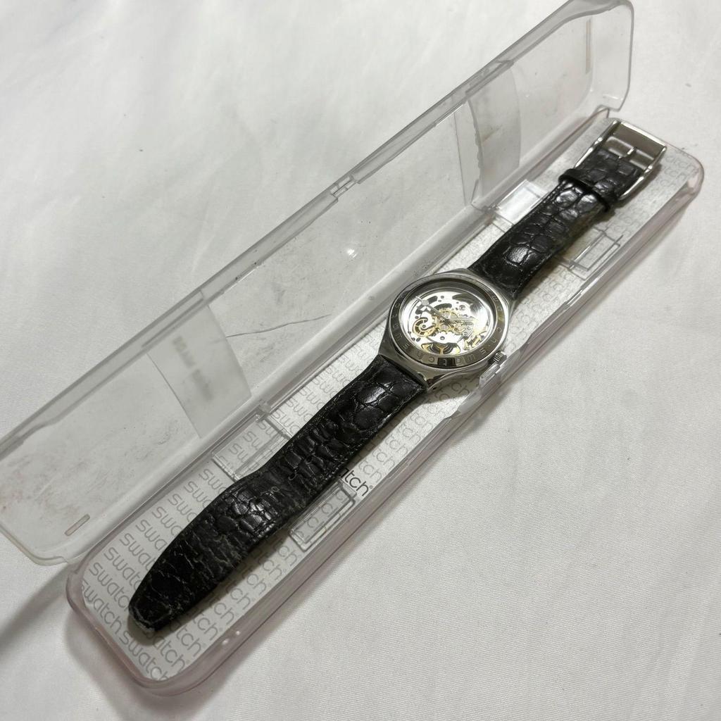 Used [Free Shipping] Swatch/Swatch/Irony Automatic/Irony/Skeleton/Silver X Black/Automatic watch/Working item/Working item/Used Item