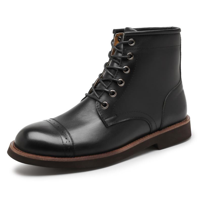 Men Boots 2025 American style Comfortable Fashion Leather Boots Lace up men's short boots motorcycle boots