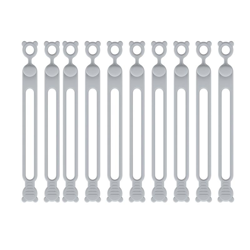 10pcs Silicone Cable Ties Self-Locking Cable Holder Colorful Flexible Cable Winder Wire Organizer For TV Charging Cable Storage