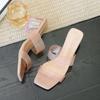 Transparent crystal thick heel sandals women 2025 summer new wear large size high heels fashion word with sandals women