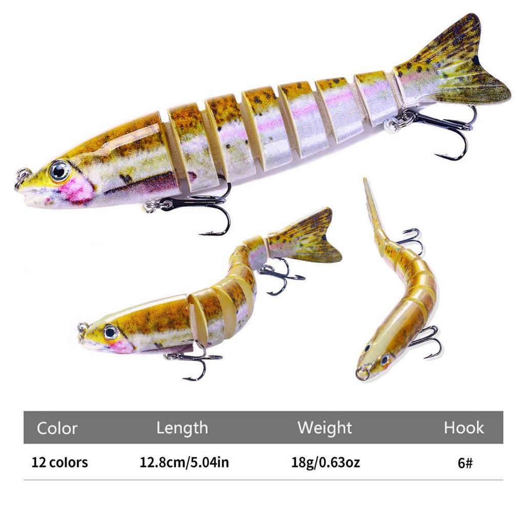 12.8cm-18g Multi-Jointed Bionic Minnow Sinking Lure for Sea Fishing Tackle.