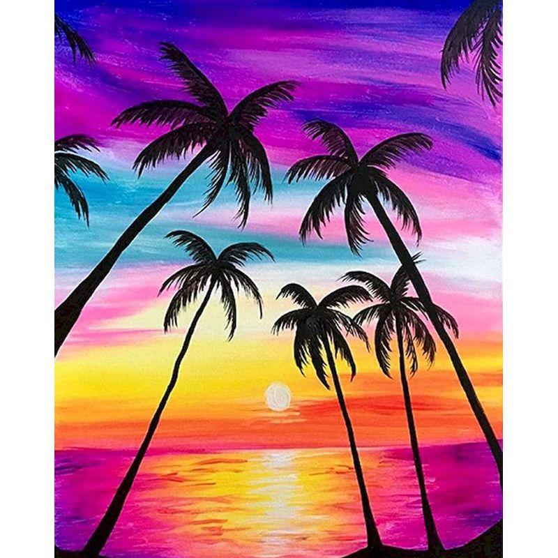 5D Diamond Painting Landscape Sunset Sea Cross Stitch Full Round Diamond Mosaic Home Decoration DIY Handmade