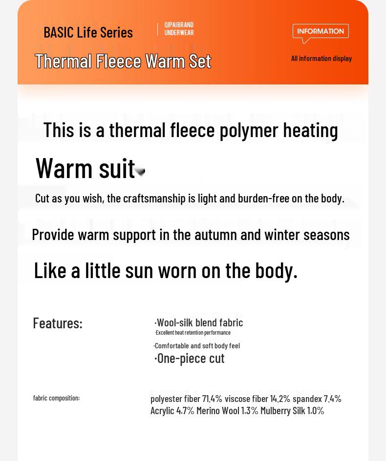 Qipai Pánské vlněno-hedvábné hřejivé termoprádlo