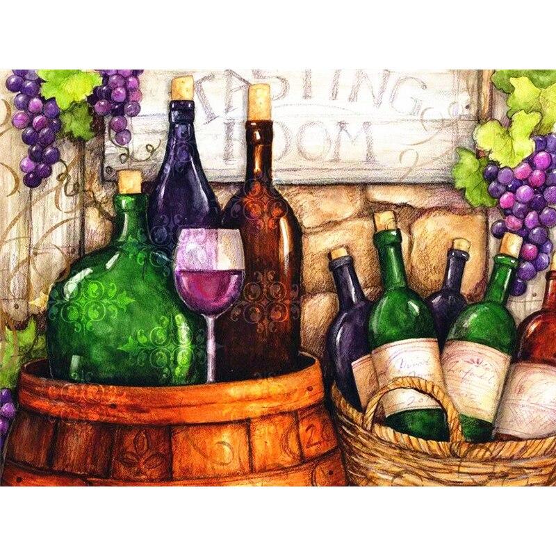 New 5D DIY Diamond Painting Wine Diamond Embroidery Fruit Cross Stitch Full Round Drill Crafts Home Decor Manual Art Gift