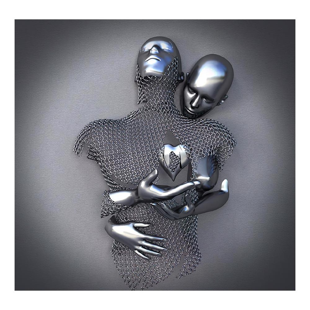 Metal Figure Statue Art Poster High Definition Printing Canvas Painting Prints Couple Sculpture Living Room Home Decor Picture