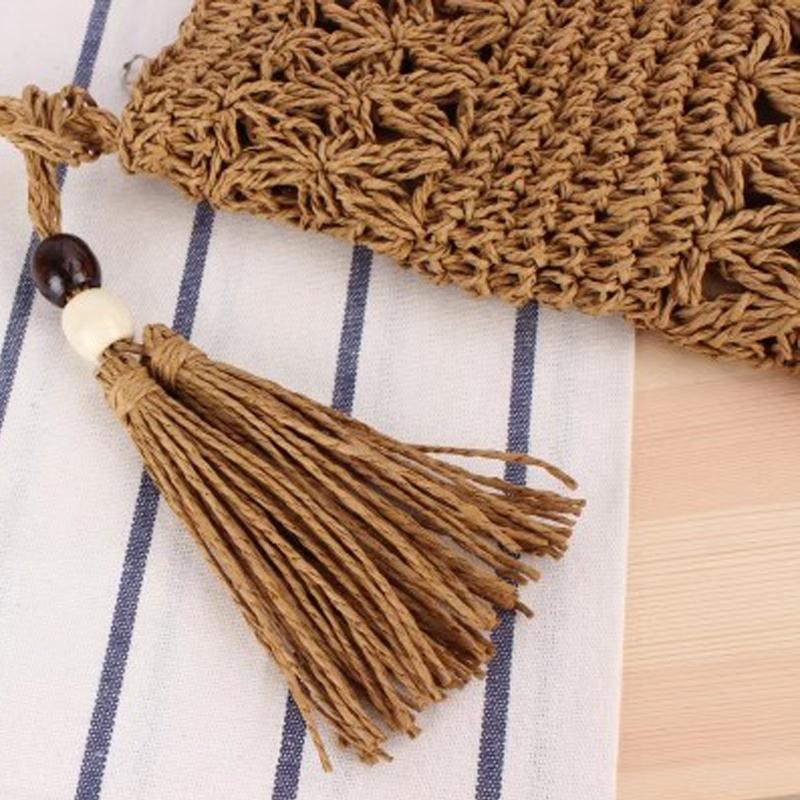 Straw Weaving Shoulder Bags for Women Tassel Beach Crossbody Bag Messenger Bag