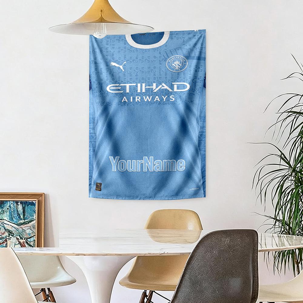 Manchester City Custom Your Name Wall Decor Tapestry Art For Pet Memorial Birthdaywedding Party Backdrop Family Gift