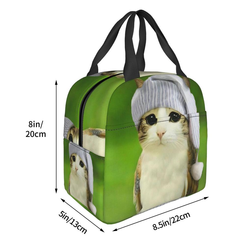 Meowl Cat Owl Meme Thermal Insulated Lunch Bags for School Portable Food Bag Cooler Thermal Lunch Box