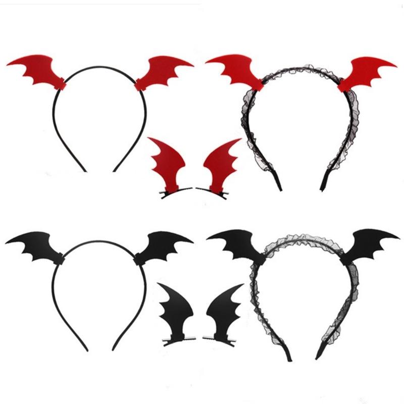 Halloween Bat Wing Shape Hairband Goth Kids Female Clip Headdress Goth Hair Clip for Hauntsed House Parties for Head Dec