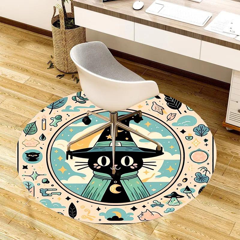 1pc Office Carpet Chair Mats Witchy Cat Illustration Perfect for Decorating Office Chairs, Living Rooms, Or Bedrooms