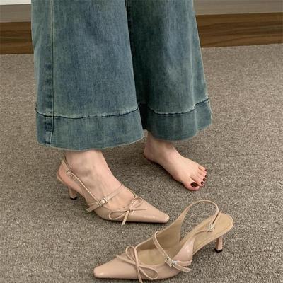 Niche Naked Pink High Heels Thin Heel Baotou Sandals Fairy Shoes Spring Skirt Single Shoes