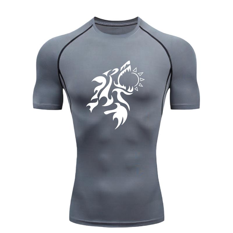 Men's Sports T-shirt Training Fitness Quick Dry Short Sleeve Jogging Compression High Elasticity Workout Shirt Running Breathable Slim Fit Top