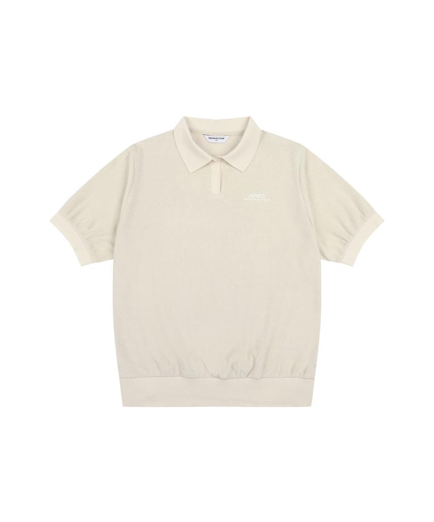 Monday Flow Monple Terry Collared Top_Light Beige