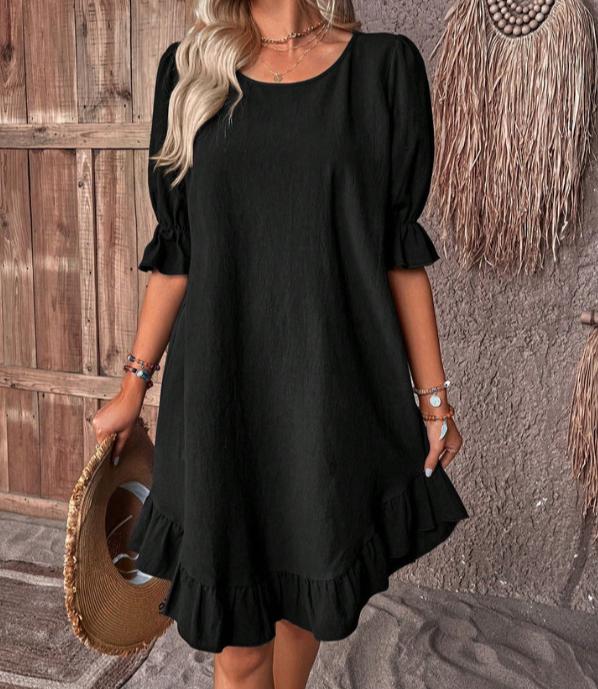 Plus Size Casual Volné Mid šaty pro ženy Letní elegantní vintage šaty A-Line Dámské bavlněné lněné šaty