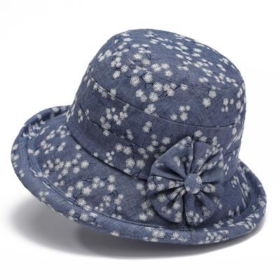 Damen Sonnenhut mit Schleife, Verstellbarer Tragbarer Fischerhut für Frühling/Sommer/Herbst, Stilvolle UV-Schutz Outdoor Baumwollkappe