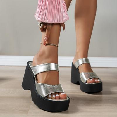 Dámské Pantofle na platformě Léto Nová móda Obuv na klínku Peep Toe pro ženy Ležérní Silné dno Plážové pantofle Dámské Zapatos