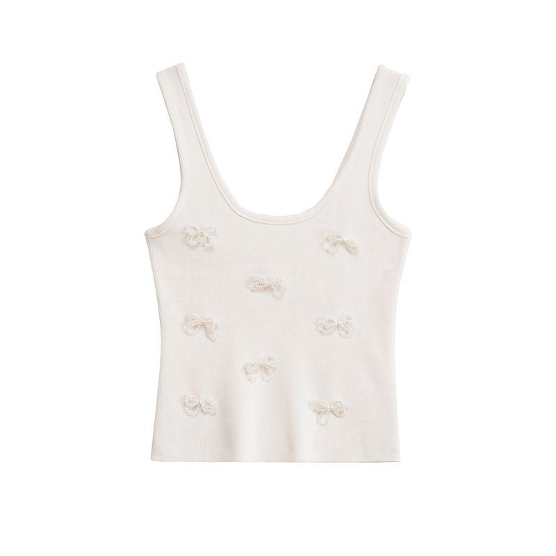 Kaslead New Arrival Women's Fashion Style Fashion Artificial Pearl and Rhinestone Bows Vest 6050355