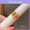 Vintage Style Copper Flower Ring With Cubic Zirconia For Ladies Dress Jewelry