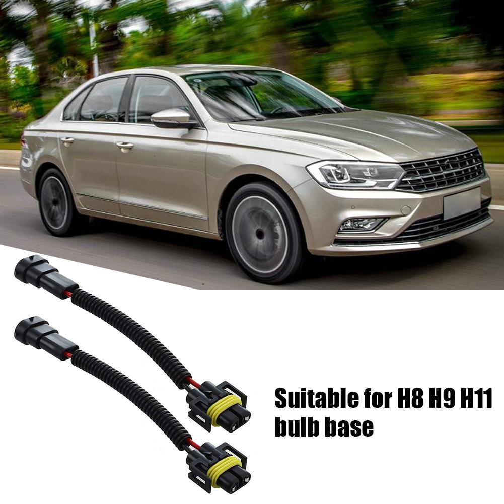 2pcs Car Headlamp H11 H9 H8 Extension Wiring Harness Replacement for Car Automotive Headlights Fog Lights