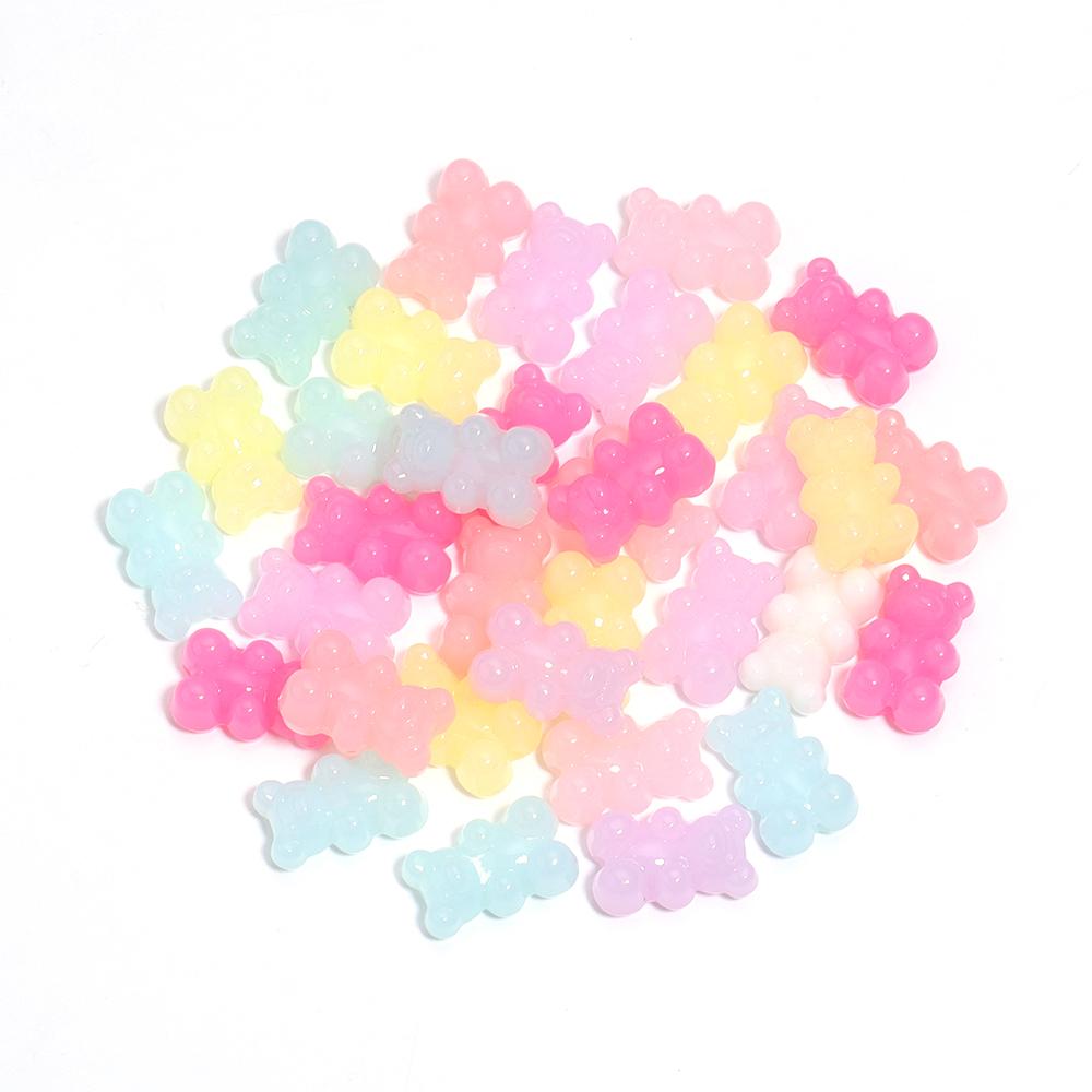 50Pcs 18×11mm Acrylic Mini Bear Beads Colorful Vertical Hole Beads For DIY Handmade Bracelet Phone Chain Jewelry Accessories