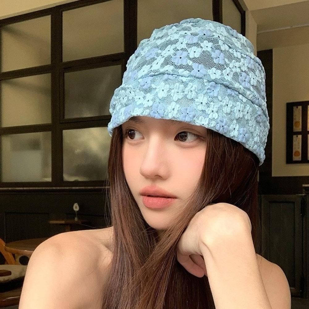 Thin Lace Pullover Hat Hollow Sunscreen Cap Sweet Beanies Hat Apparel Accessories