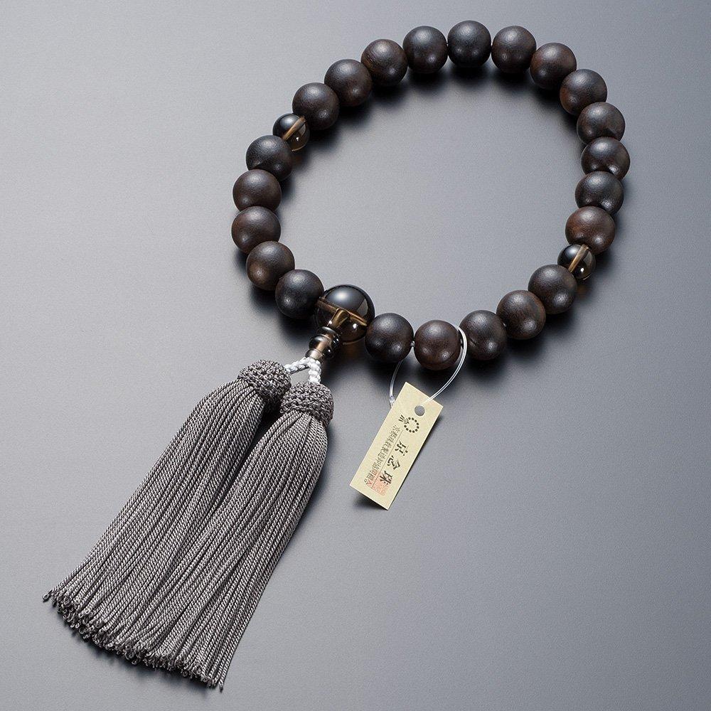 Altar Shop Takita Kyoto Prayer Beads for Striped Ebony Brown Crystal 22 Pure Silk Tassel with Bead Bag Can Be Used by All Certificate Included