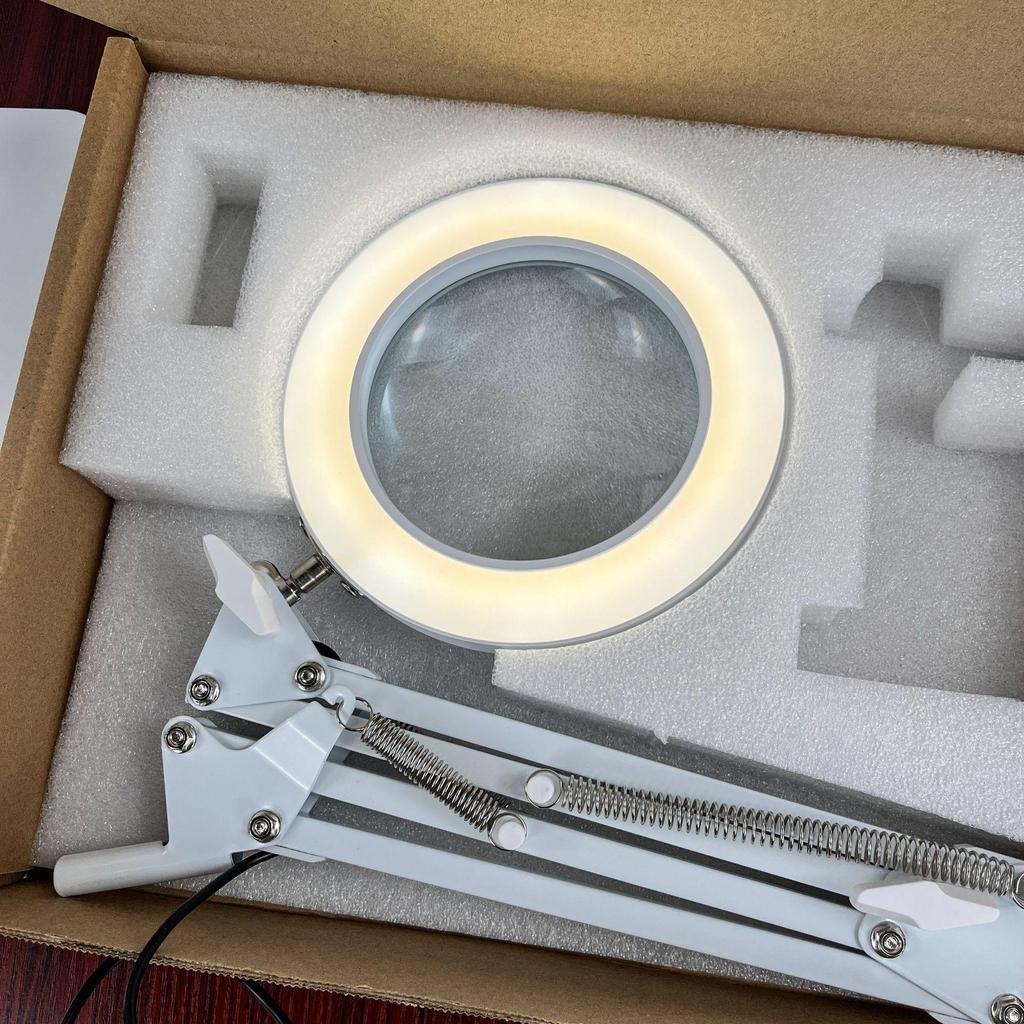 Foldable LED Desk Lamp with Magnifier for Makeup, Manicure, and Eyelash Extension